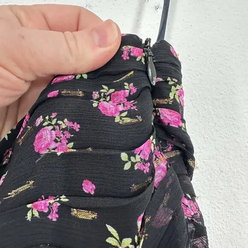 Shoshanna Black Size 10 One Shoulder Gown Vivine Tossed Rose Gown Wedding Guest