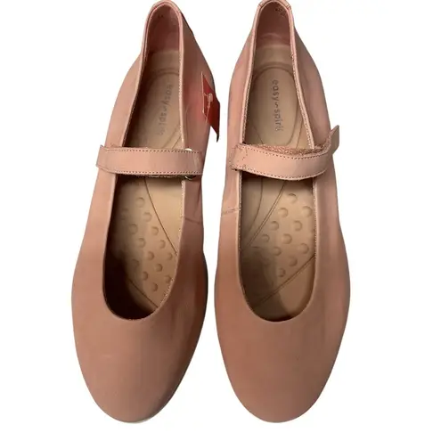 Easy Spirit Women's Cacia Round Toe Mary Jane Leather Ballet Flats Pink Size 9 W