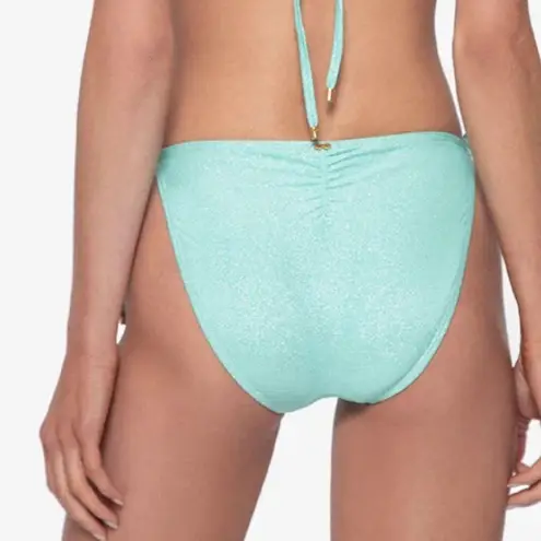 PQ Swim Divine Blue Shimmer Metallic Full Coverage Bikini Bottom, Size Large Green