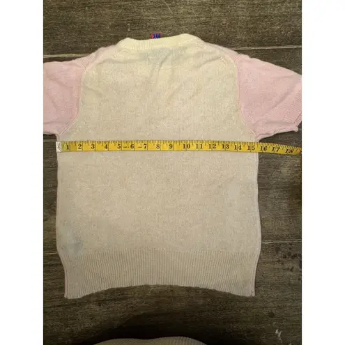 NO NAME Pink Cream Short Sleeve Cashmere Sweater Color block Size XS