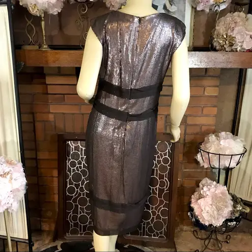 Robert Rodriguez BROWN SEQUIN AND SILK CHIFFON TRIM OCCASION DRESS (6)