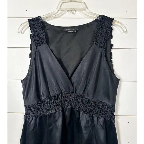 BCBGMAXAZRIA  Women's Sleeveless Smocked Empire Silk Babydoll Top Black Medium