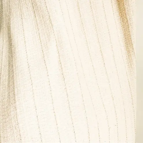 Edward Achour Paris Ivory Metallic Gold Stripe Tweed Double Breasted Suit Set