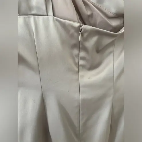 Eliza J One-shoulder Formal Dress Color Satin Beige Size 10