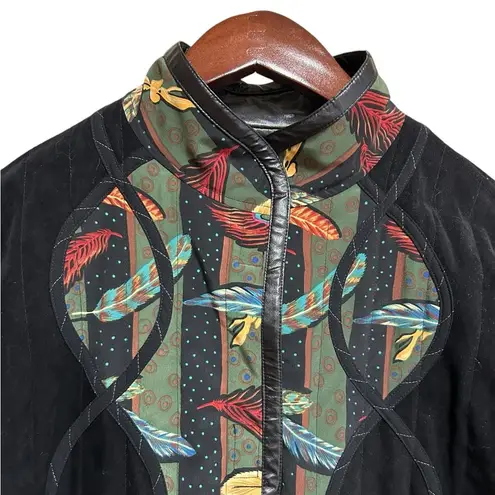 Vintage Handmade Quilt Jacket Reversible Quilted size large black boho