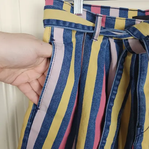 3x1 NYC Womens Denim Jean Flaunt Striped Belted Shorts Size 29