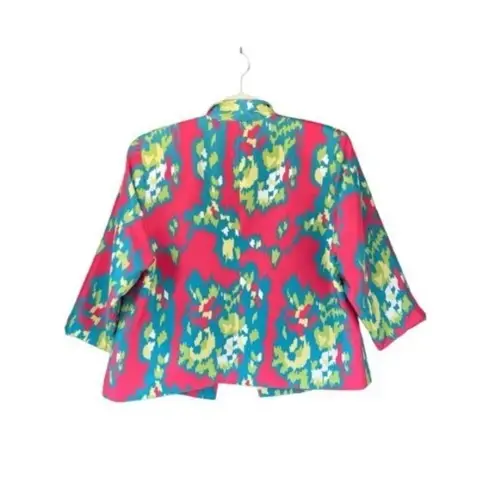 S4 Bleyel 100% Silk Blazer Abstract Jacket Summer Neon Bright Colorful Pink Size 10