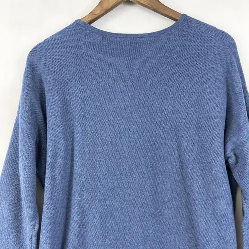 J Jill Sweater Womens Large Thermal Coastal Minimalist Cozy Soft Classic Preppy Blue
