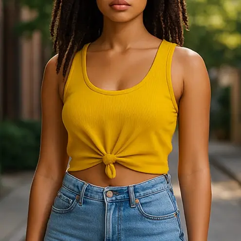 Free People Movement Flash Dance Front Tie Knot Ribbed Sports bra Tank Crop Top