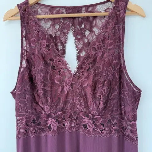 Soma Cool Nights Lace Trim Jersey Knit Midi Gown Slip Dress Size XL Cozy Luxury