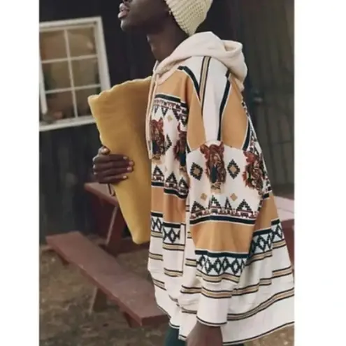 FP Movement Sprint To The Finish Oversized Aztec Tiger Knit Print Hoodie M $198 Orange Size M