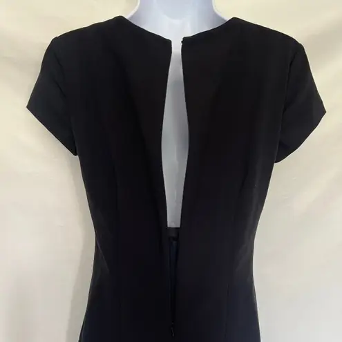 Shape FX Square Neck Sheath Dress Sz 2 Y2K Minimal Shapewear LBD Capsule Fitted Black