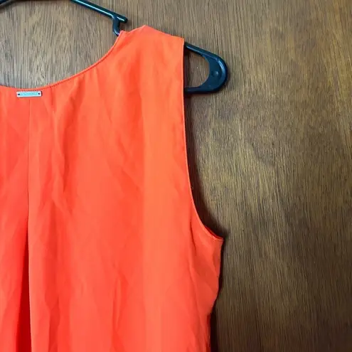 T Tahari NWT  orange sheer button down sleeveless blouse size S!