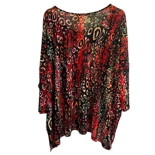 Alberto Makali Women Abstract Tunic Top Sz 3X Oversized Stretch Artsy Maximalist