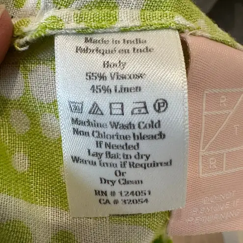 MISA Los Angeles The Odells Patchwork Crop Top LARGE Bright Green Smocked Linen Designer $148