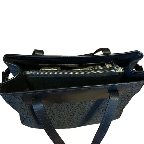 CELINE MACADAM BLACK CANVAS MONOGRAM W/LEATHER TRIM TOTE BAG