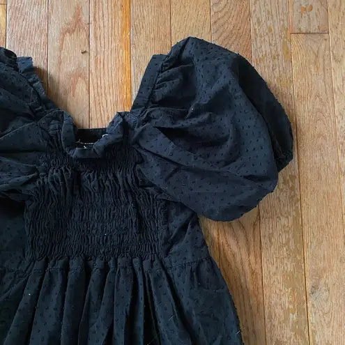 Black Puff Sleeve Square Neck Midi Sundress Size undefined