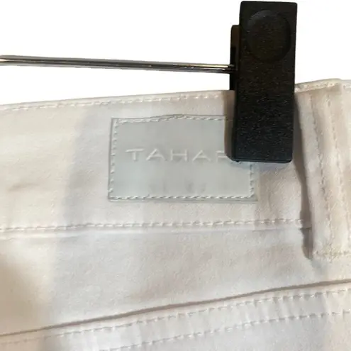 Tahari White Raw Hem Fringe Ankle Skinny Classic Denim Jeans Women Sz 6