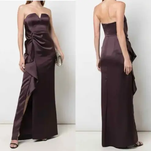 Aidan Mattox Cascading Ruffle Strapless Gown Size US 12 Raisin