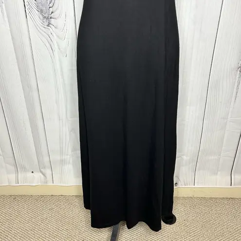 Fifteen Twenty Black Knit Midi T-Shirt Hem Dress Cap Sleeve Sz S Open Back
