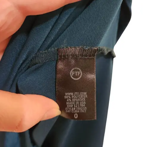 Fashion to figure Long Sleeve Drape Front Midi Dress Faux Wrap Stretch Blue XL