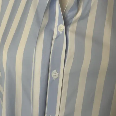 Harshman Willow Stripe Long Sleeve Blue White Cotton Shirtdress Womens Small