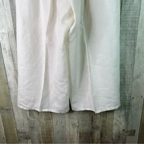 Bryn Walker Bryan Walker Large Linen Cream Color Cropped Pants w/Pockets Stretch Waistband