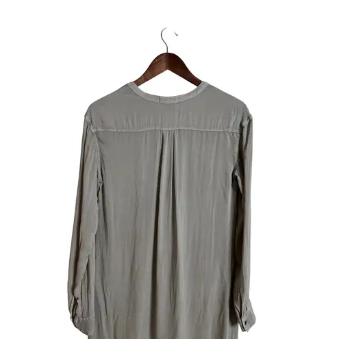 James Perse Collarless Tunic-Style Button Down Sheer Dress Womans Small