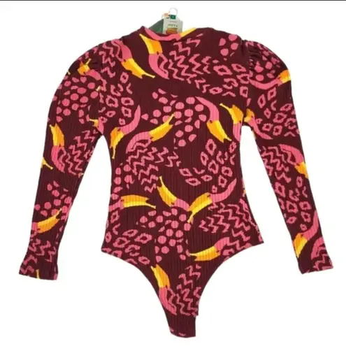 Farm Rio ππ Toucanissimo Long Sleeve Stretch Cotton Body Suit ~ Small S NWT