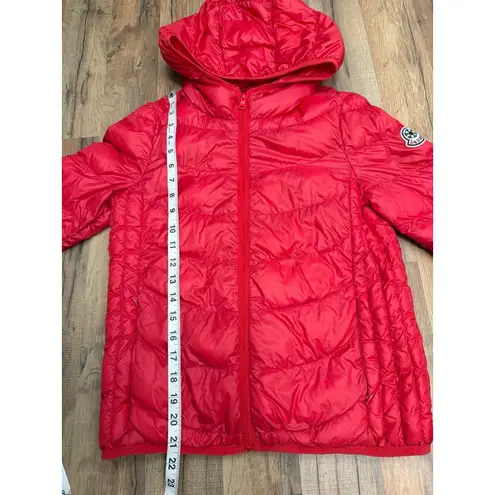 La Babité Red Down Puffer Jacket Hooded Lightweight Warm Coat Women's S Size 4