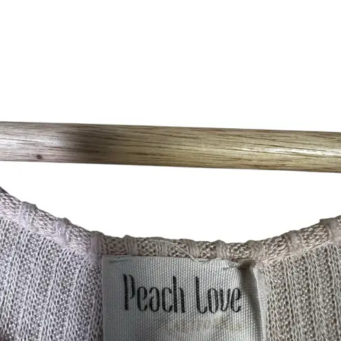 Peach Love California Peach Love Ribbed Wrap Tie Crop Top Womens L Blush Pink Romantic Coquette