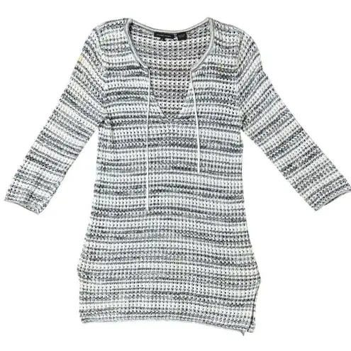 Jeanne pierre Size M Woman Tunic Sweater 100 % Cotton With Lace-Up Neckline