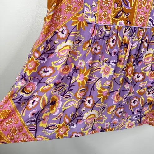 SPELL Lolita Lover Sleeveless Blouse Womens Large Floral Boho Retro Purple