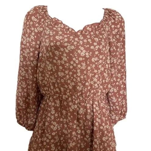 Mimi Chica Ruffled Long Sleeve Floral Dress Size Medium