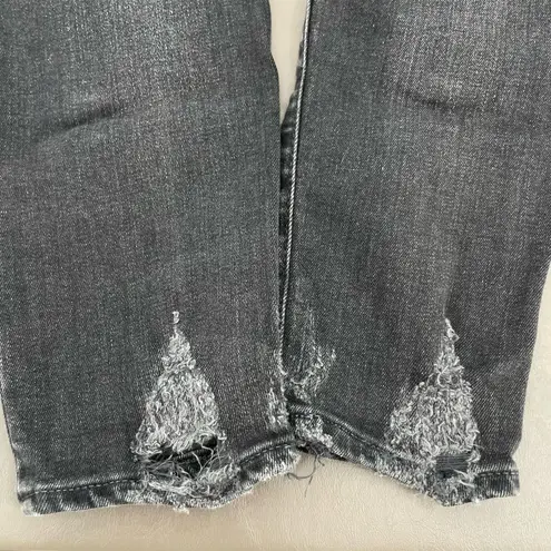 Moussy Vintage Velma Skinny Black Wash Gray Distressed Cropped Denim Jeans 26