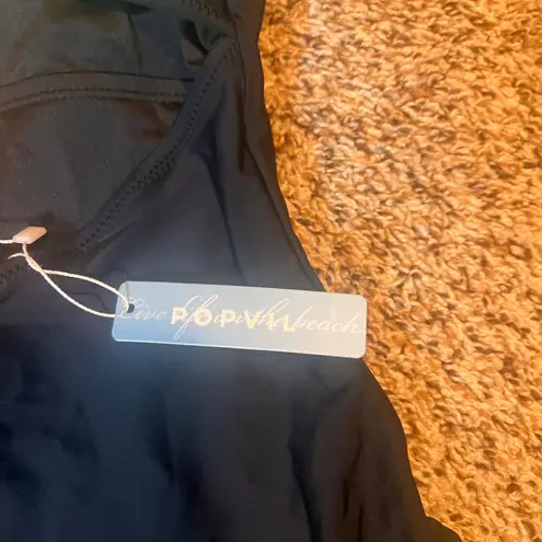 Live Poppytown Beach Black One Piece Swimsuit Criss Cross Halter Neck Women's Size M