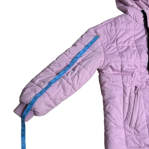Avec Les Filles Quilted Puffer Jacket Hooded Lavender Purple Zip Front Women's M