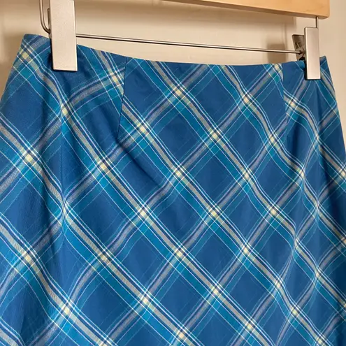 Talbots Y2K Blue Plaid Skirt 