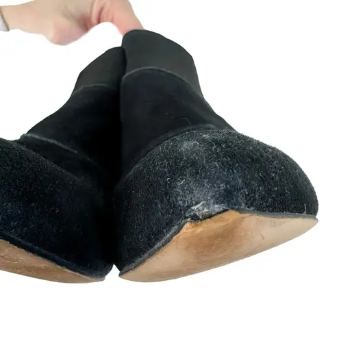 Corso Como Black Suede Leather Pull On Stiletto Heels Booties Size 7.5