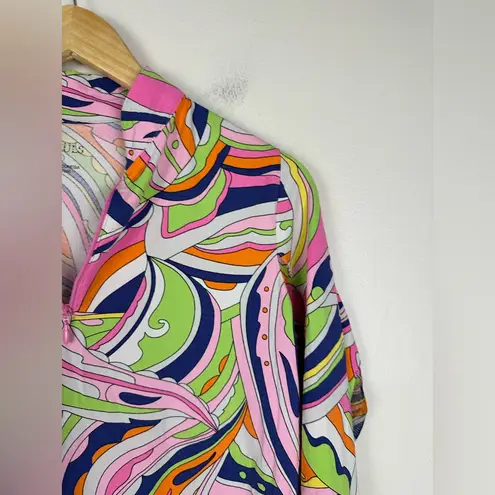 Icikuls Mock Neck Long Sleeve Mesh Cooling Sun Shirt Retro Swirl Women’s Sz M Pink Size M