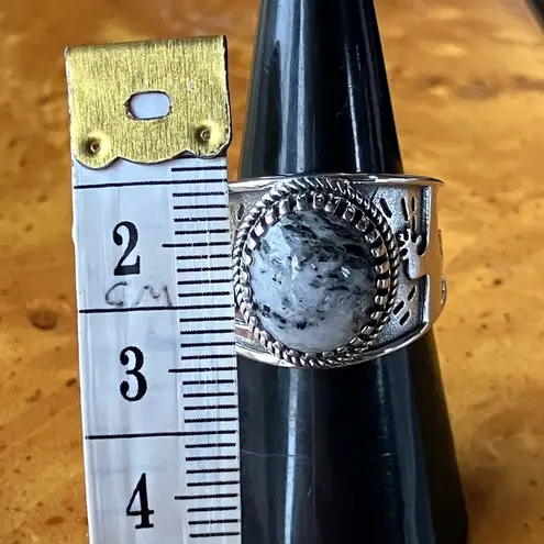 Natural White Buffalo Sterling Silver Ring Size 7 Black