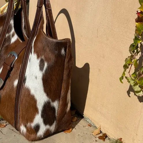 CAVALCANTI Viral Cowhide Cow Hair Buckle Genuine Leather Made in Italy Bag NWT