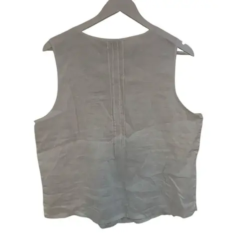 Telluride clothing company 100% linen tank blouse large button White