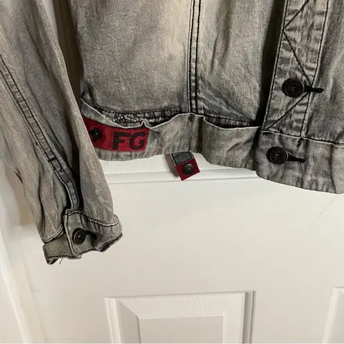 Marithe Francois Girbaud 90's Vintage Grey and Red Denim Jacket XL rare Gray