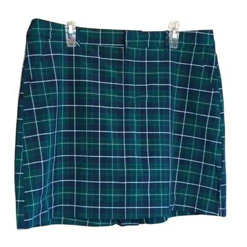 Lady Hagen Blue Green White Tartan Plaid Golf Skort Skirt Shorts Athleisure 14