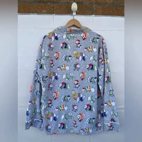 Nick & Nora Pajama PJ Set Polar Bears Fleece Button Front Long Sleeve large