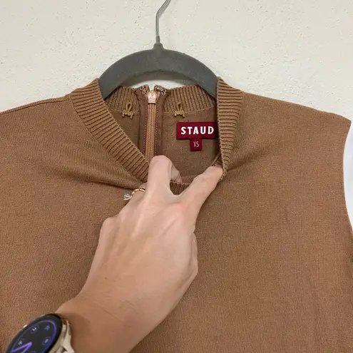 STAUD Women’s Mixed media shirt dress XS Brown