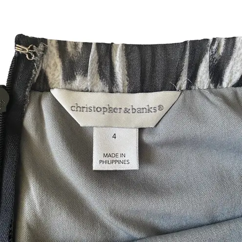 Christopher & Banks women’s fully lined black and gray animal print maxi skirt