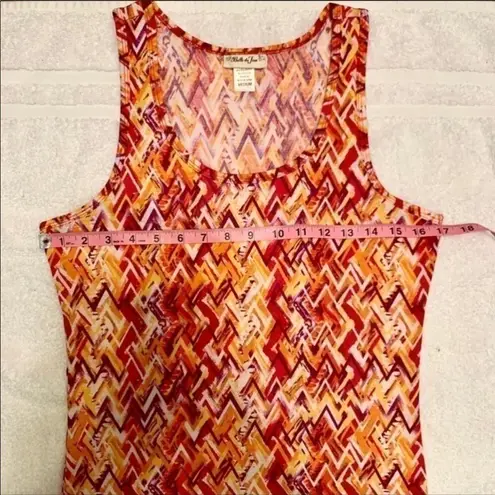 belle du jour Citrus Orange White Chevron Tank Size Medium