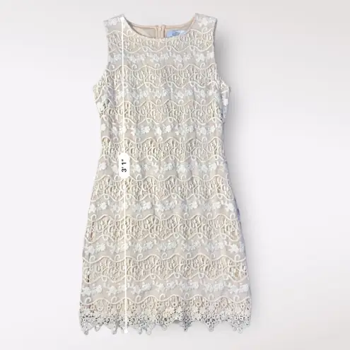 Belle Badgley Mischka Ivory Lace Sleeveless Knee Length Dress Size 10